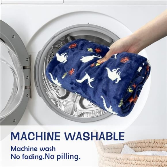 Glow in The Dark Throw Blanket 50x60 Inches,Jurassic Dinosaur Pattern Soft Cozy - Picture 6 of 6